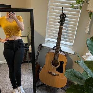 Yellow Medium Criss-Cross Crop-Top